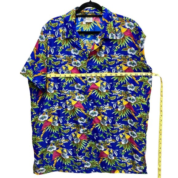 Island Shirtworks Men's Shirt, Size Large, Hawaiian Tropical Birds White Lotus - Picture 6 of 9